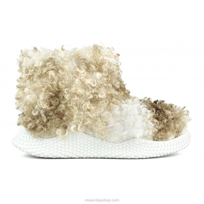 коврџава плишана беж мешавина 062L344 Еко чизма на ђону од плишаног флиса Mou Жене