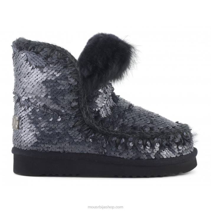 шљокице нове црне 062L378 ескимо све шљокице зечје крзно трим Mou Жене