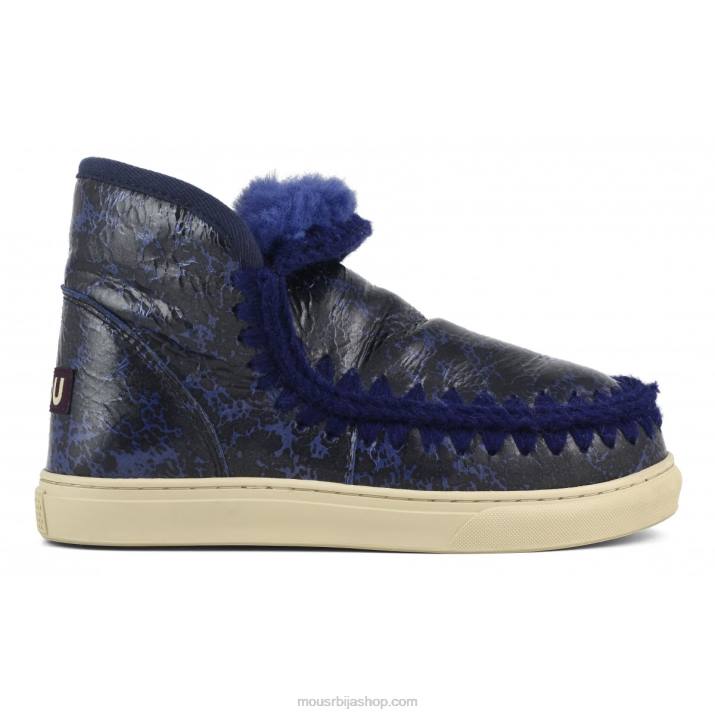 испуцала лакирана црна/на плавој вуни 062L669 ескимске патике Mou Жене