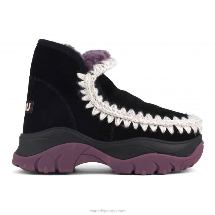 црна/љубичаста подстава 062L715 здепасте ескимске патике Mou Жене
