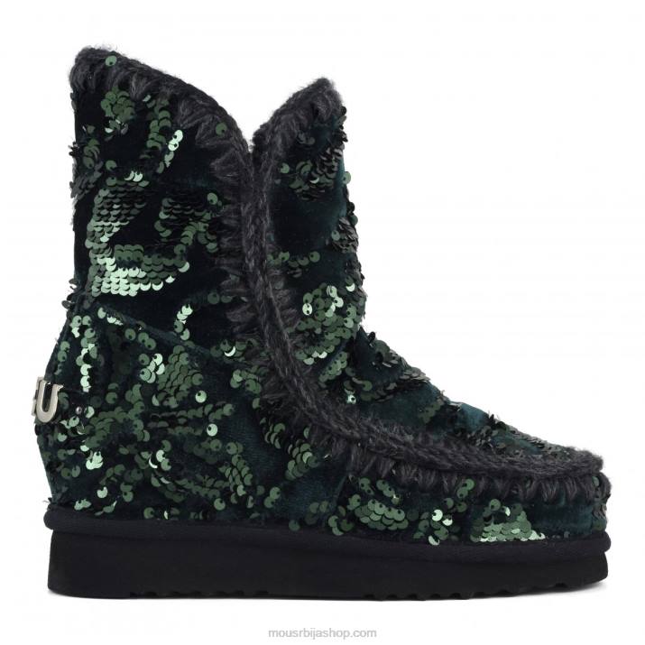 преливе шљокице зелене на сомоту 062L544 унутрашњи клин иридисцентне шљокице Mou Жене