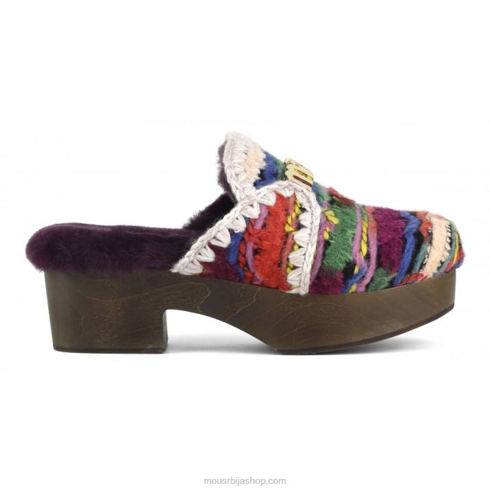 етничка вуна вишебојна 062L533 кломпе од здепастог дрвета Mou Жене